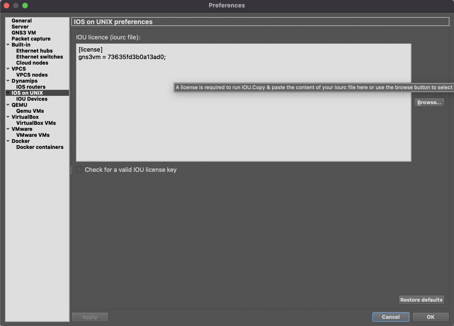 GNS3 Cisco IOU License activation Talpalar's TechBlog